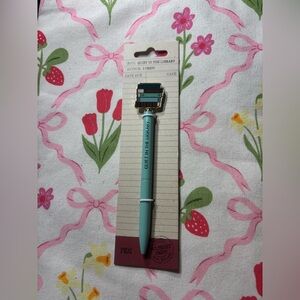 New Mint Blue "Quiet in the Library" Novelty Pen
